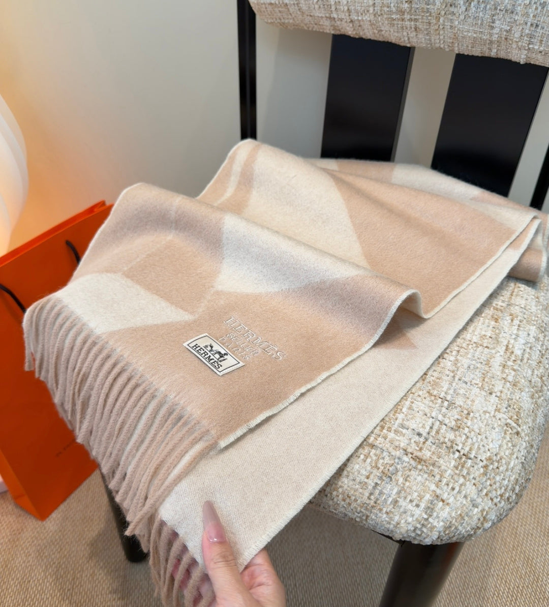 HERMES 25S SCARF 190 IN CASHMERE 987694