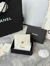 CHANEL 25S CARD HOLDER 11 IN IVORY CAVIAR GOLD HARDWARE