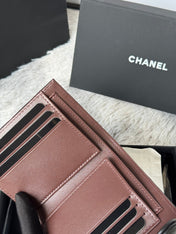 CHANEL 25S CF SMALL TRI FOLD WALLET 11 IN BLACK LAMBSKIN GOLD HARDWARE