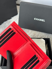 CHANEL 25S CF SMALL TRI FOLD WALLET 11 IN VIVID RED CAVIAR GOLD HARDWARE