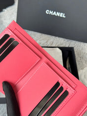 CHANEL 25S CF SMALL TRI FOLD WALLET 11 IN WATERMELON CAVIAR GOLD HARDWARE