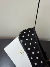 THE ROW 26S BALLET FLATS IN BLACK & WHITE MICRO POLKA DOT CALF HAIR CALFSKIN