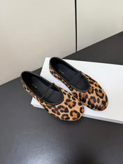 THE ROW 26S BALLET FLATS IN LEOPARD PRINT CALF HAIR CALFSKIN