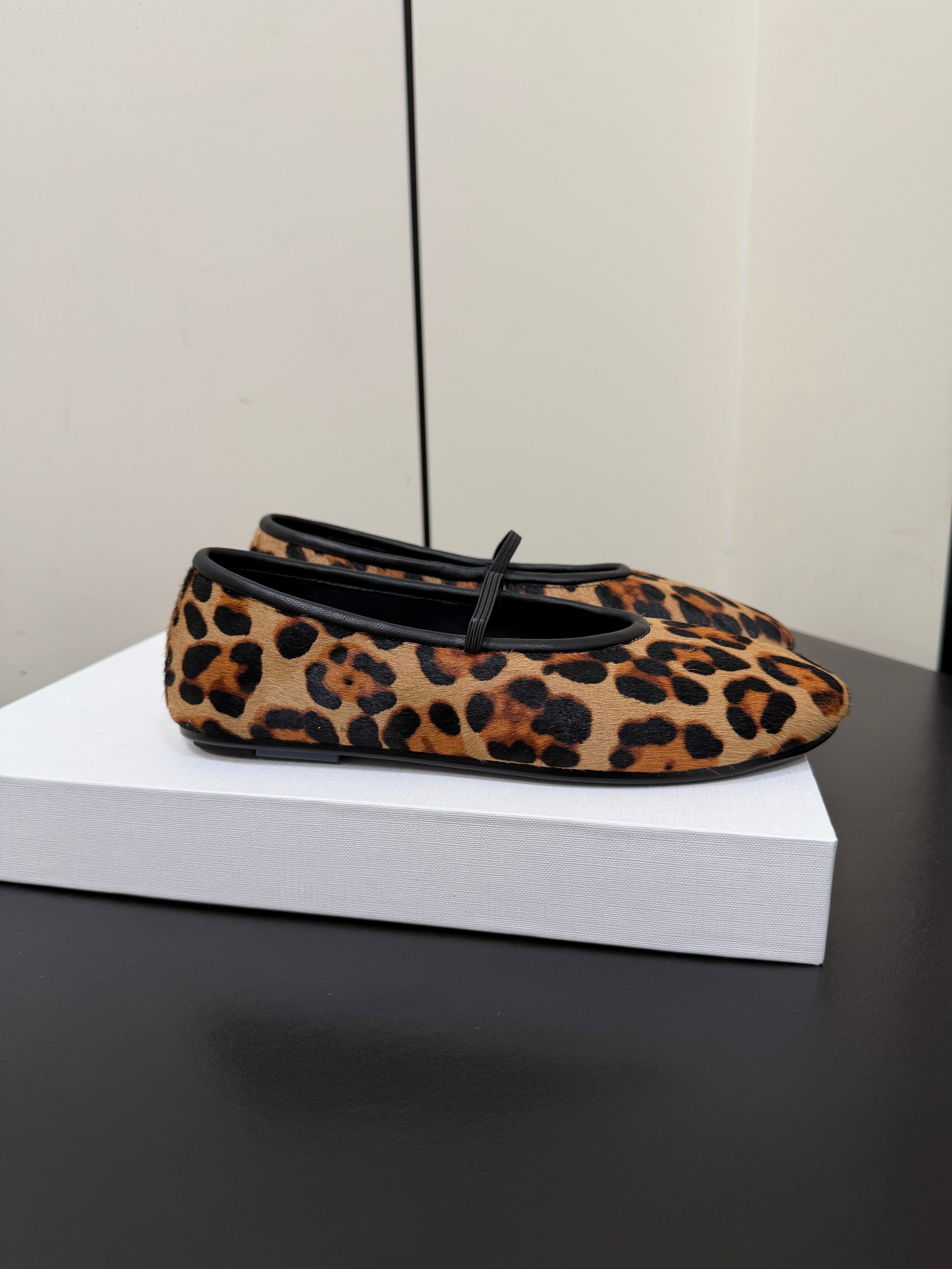 THE ROW 26S BALLET FLATS IN LEOPARD PRINT CALF HAIR CALFSKIN
