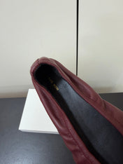 THE ROW 26S POINTED TOE BALLET FLATS IN WINE RED LAMBSKIN