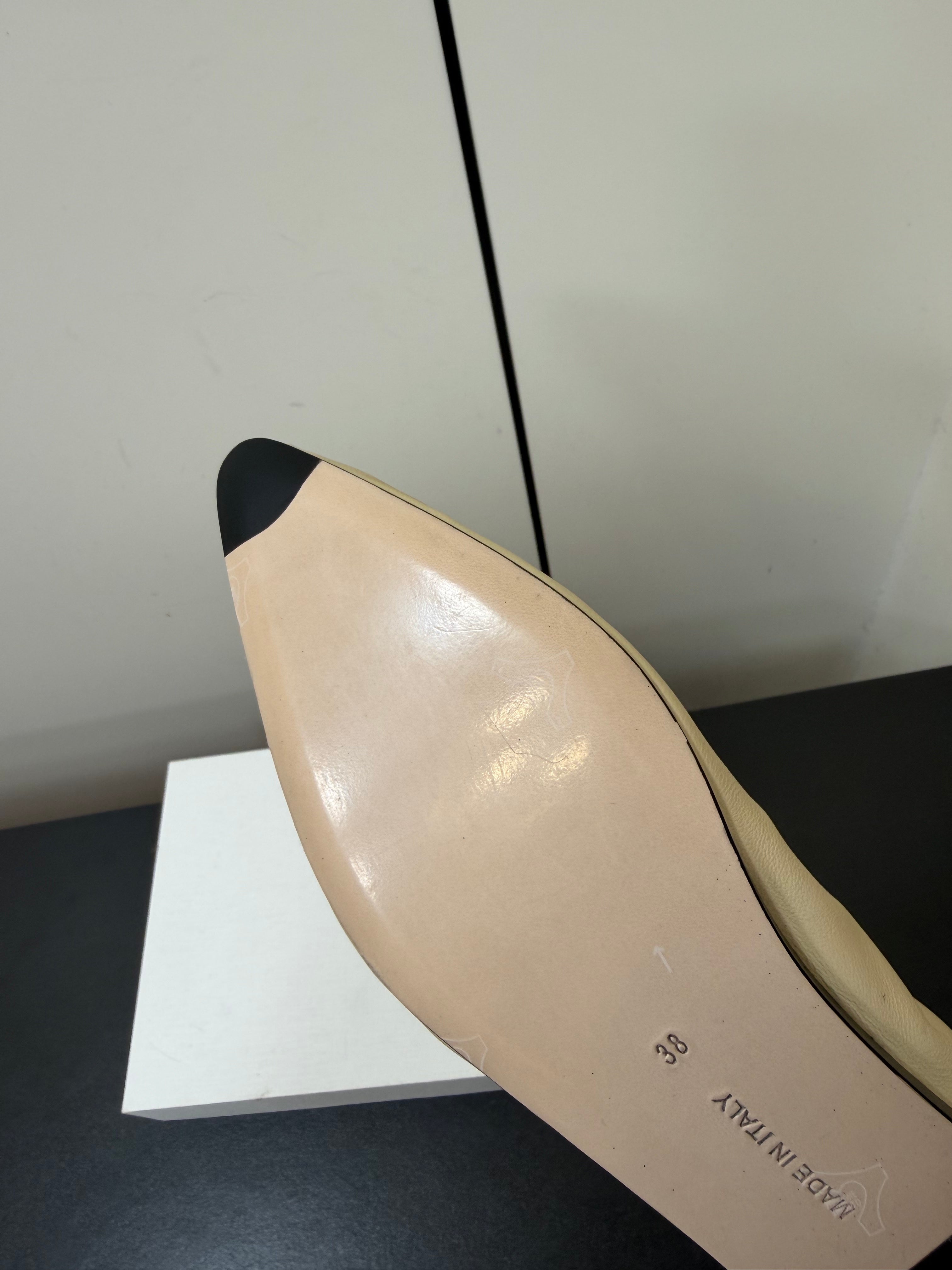 THE ROW 26S POINTED TOE BALLET FLATS IN BUTTER BEIGE LAMBSKIN