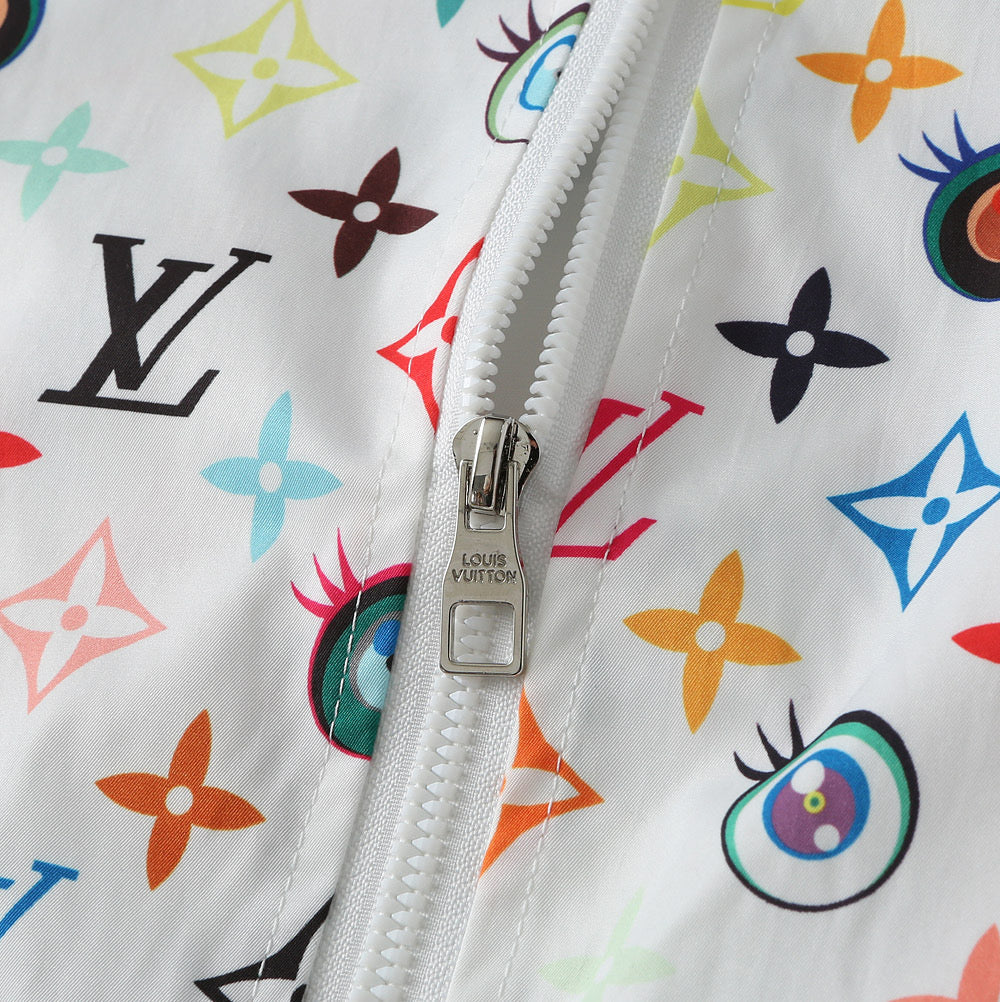 LV WHITE WINDBREAKER WITH COLORFUL MONOGRAM 238983