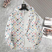 LV WHITE WINDBREAKER WITH COLORFUL MONOGRAM 238983