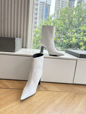 BALENCIAGA 25S ANKLE BOOTS IN WHITE COW LEATHER