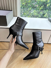 BALENCIAGA 25S ANKLE BOOTS WITH ZIPPER IN BLACK COW LEATHER SILVER HARDWARE