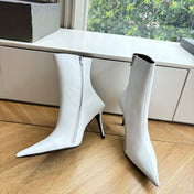 BALENCIAGA 25S ANKLE BOOTS WITH ZIPPER IN WHITE COW LEATHER