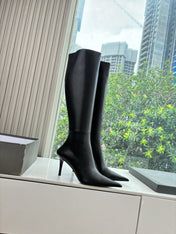 BALENCIAGA 25S HIGH BOOTS WITH ZIPPER IN BLACK COW LEATHER