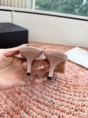 ALAIA 26S MULE HEELS IN NUDE PINK LAMBSKIN AND TRANSPARENT PVC
