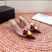 ALAIA 26S MULE HEELS IN DARK RED LAMBSKIN AND TRANSPARENT PVC