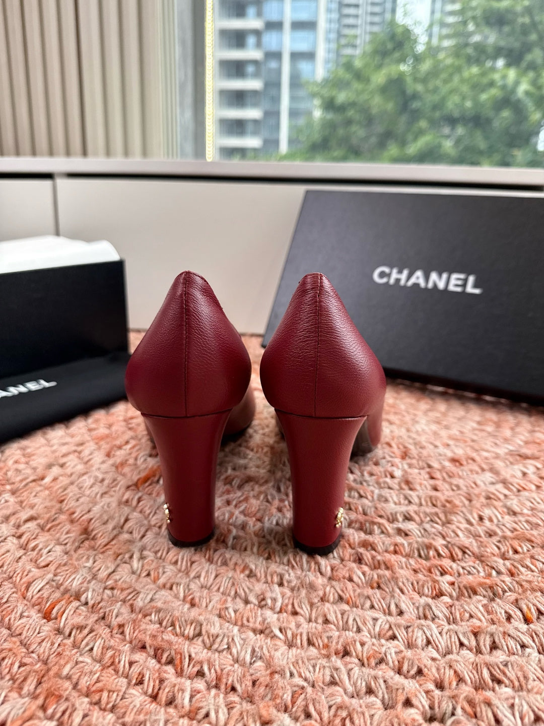 CHANEL 26S HIGH HEELS IN RED SMOOTH LAMBSKIN
