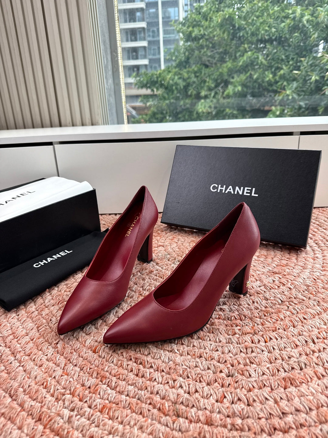 CHANEL 26S HIGH HEELS IN RED SMOOTH LAMBSKIN