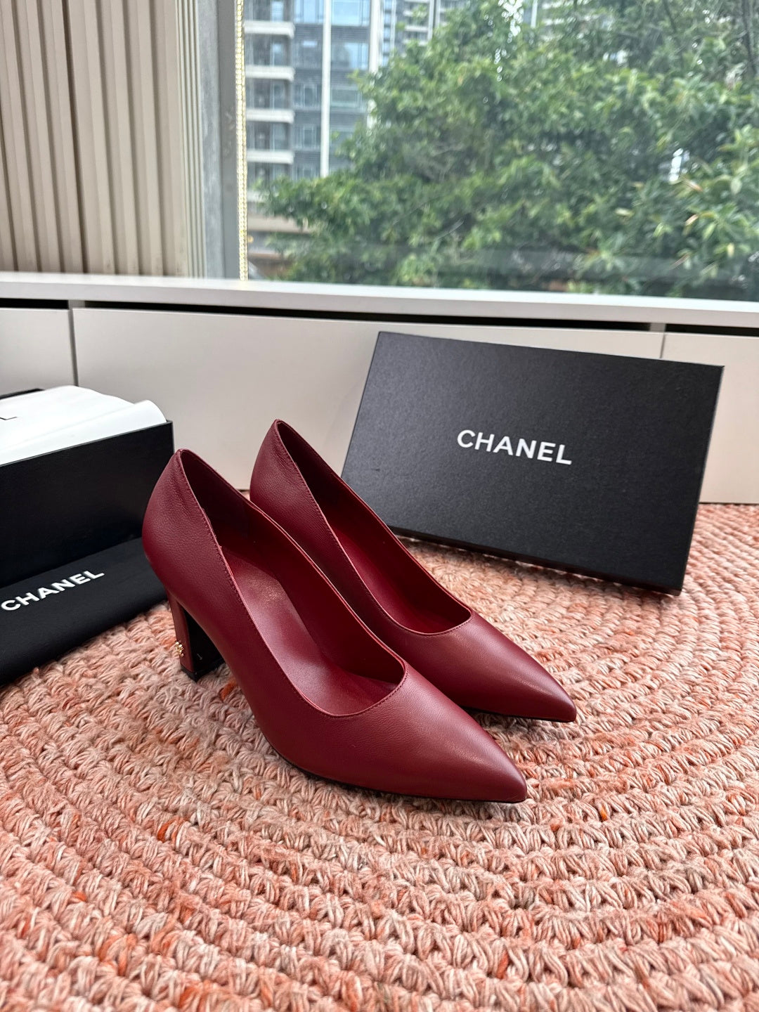 CHANEL 26S HIGH HEELS IN RED SMOOTH LAMBSKIN