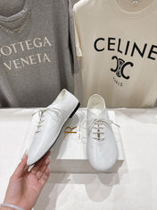 THE ROW 26S MINIMAL LACE-UP SHOES IN WHITE CALFSKIN