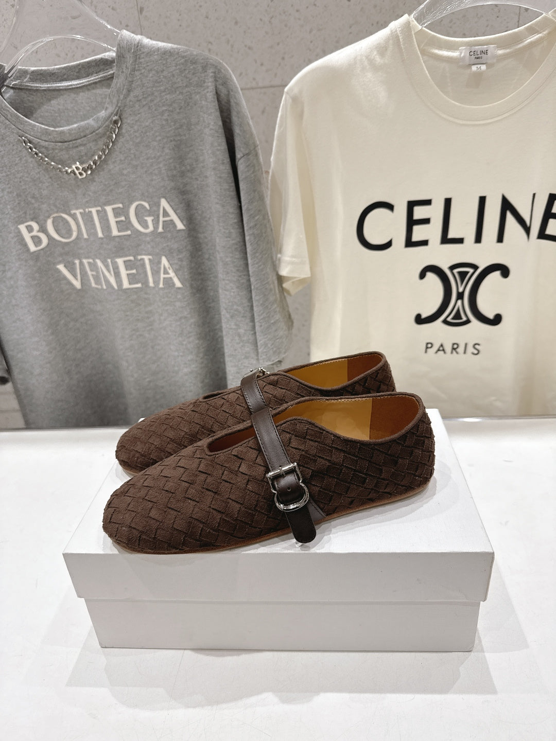 THE ROW 26S MARY JANE FLATS IN CHOCOLATE BROWN SUEDE