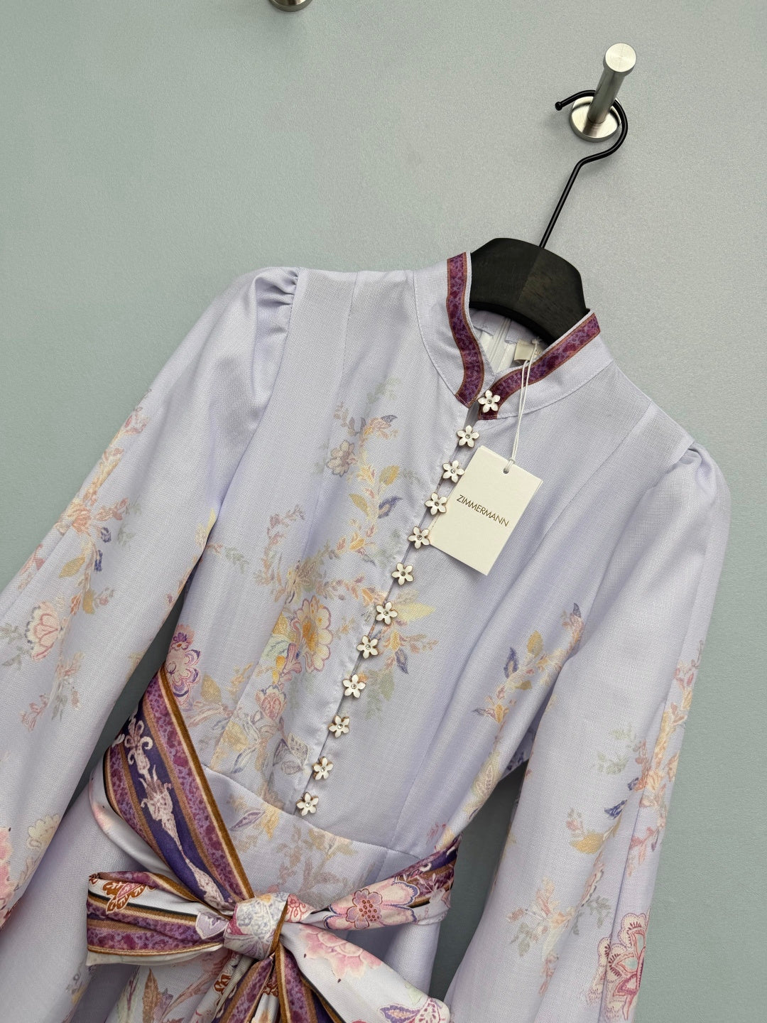 ZIMMERMANN 26S STAND COLLAR LONG-SLEEVE DRESS STYLE 136