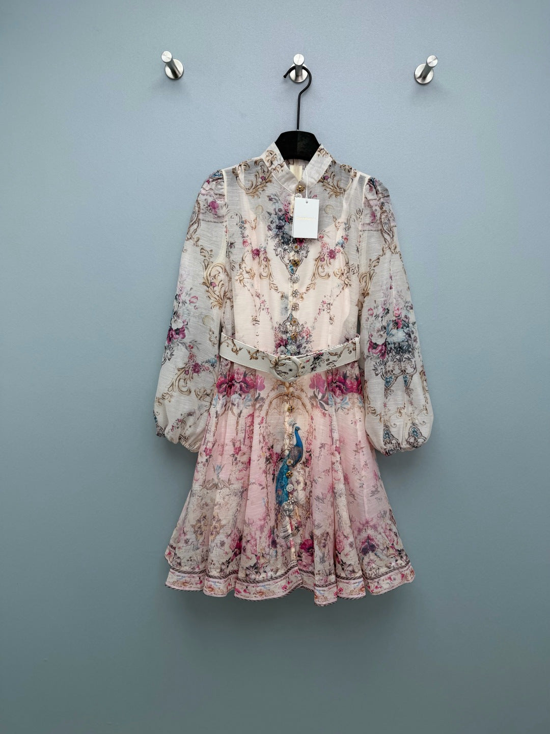 ZIMMERMANN 26S STAND COLLAR PATTERNED DRESS STYLE 106