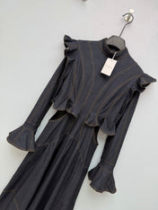 ZIMMERMANN 26S RUFFLED DENIM CUT-OUT MIDI DRESS STYLE 69