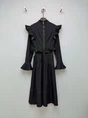 ZIMMERMANN 26S RUFFLED DENIM CUT-OUT MIDI DRESS STYLE 69