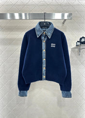MIUMIU KNIT JACKET WITH DENIM STYLE 737