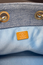 CHANEL 25S HOBO BAG 30 IN BLUE DENIM WITH GOLD HARDWARE