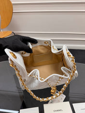 CHANEL 25S HOBO BAG 30 IN WHITE CAVIAR WITH GOLD HARDWARE