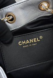 CHANEL 25S HOBO BAG 30 IN SILVER CAVIAR WITH GOLD HARDWARE