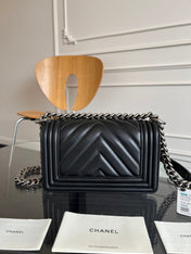 CHANEL 25S BOY BAG 20 IN BLACK LAMBSKIN