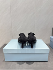 PRADA 26S PUMPS 55MM IN BLACK SUEDE WITH LOGO