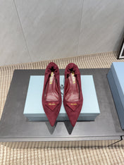 PRADA 26S PUMPS 55MM IN DARK RED SUEDE WITH LOGO