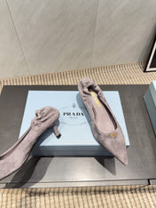 PRADA 26S PUMPS 55MM IN TAUPE BROWN SUEDE