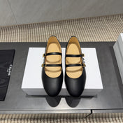 CELINE 26S BALLET FLATS IN BLACK CALFSKIN