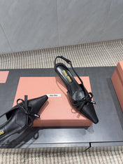 MIUMIU 26S SLINGBACK 55MM IN BLACK CALFSKIN WITH BOW