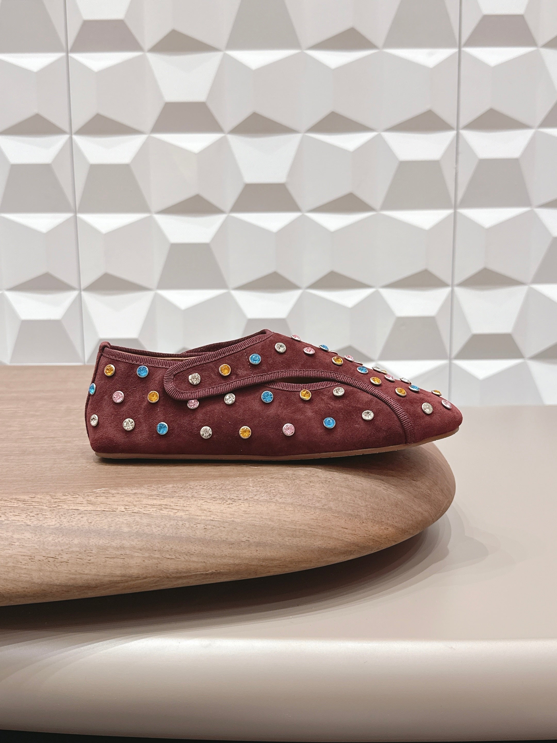 ALAIA 26S EMBELLISHED FLATS IN BROWN SUEDE