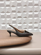 PRADA 26S POINTED TOE SLINGBACK HIGH HEELS 55MM IN BLACK CALFSKIN