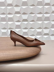 PRADA 26S POINTED TOE HIGH HEELS 55MM IN BROWN CALFSKIN