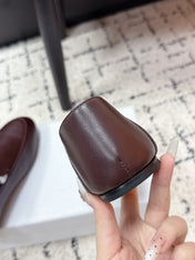 CELINE 26S AURA TRIOMPHE LOAFERS IN BURGUNDY BROWN LAMBSKIN