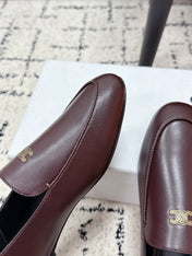 CELINE 26S AURA TRIOMPHE LOAFERS IN BURGUNDY BROWN LAMBSKIN