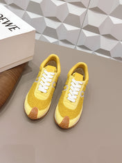 LOEWE 26S FLOW RUNNER SNEAKER IN YELLOW SUEDE AND TEDDY FABRIC AND CALFSKIN