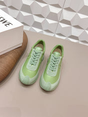 LOEWE 26S FLOW RUNNER SNEAKER IN OLIVE GREEN CALFSKIN AND SUEDE