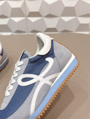 LOEWE 26S FLOW RUNNER SNEAKER IN LIGHT GRAY AND BLUE SUEDE AND CALFSKIN STYLE 2