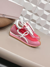 LOEWE 26S FLOW RUNNER SNEAKER IN DUSTY PINK SUEDE AND WHITE CALFSKIN