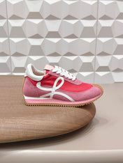 LOEWE 26S FLOW RUNNER SNEAKER IN DUSTY PINK SUEDE AND WHITE CALFSKIN