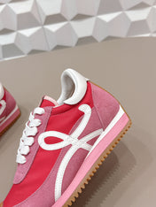 LOEWE 26S FLOW RUNNER SNEAKER IN DUSTY PINK SUEDE AND WHITE CALFSKIN