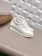 LOEWE 26S FLOW RUNNER SNEAKER IN WHITE SUEDE AND WHITE CALFSKIN