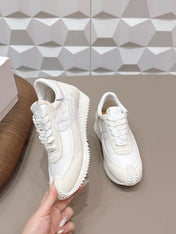 LOEWE 26S FLOW RUNNER SNEAKER IN WHITE SUEDE AND WHITE CALFSKIN